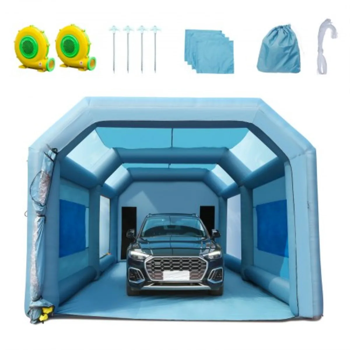 VEVOR VEVOR Inflatable Paint Booth 26x15x11ft Blue 750W+950W Blowers — product photo