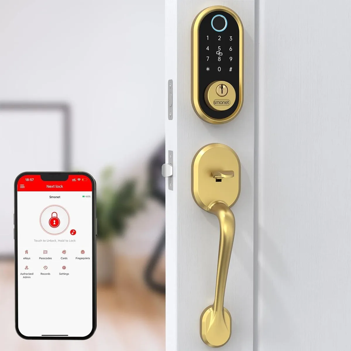DNBeffulgent DNBeffulgent Y1-GBFHS-S-202607 Smart Door Lock Gold — product photo