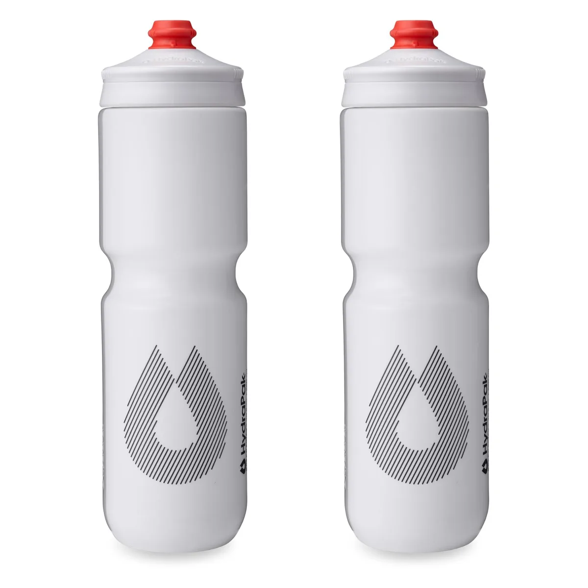 Two white flexible squeeze bottles with high-flow caps, 30oz each