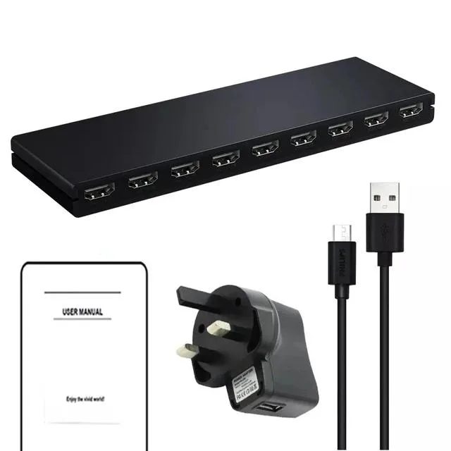 YINGHUA YINGHUA 1x8 HDMI Splitter 4K 30Hz HDCP 1.4 UK power — product photo
