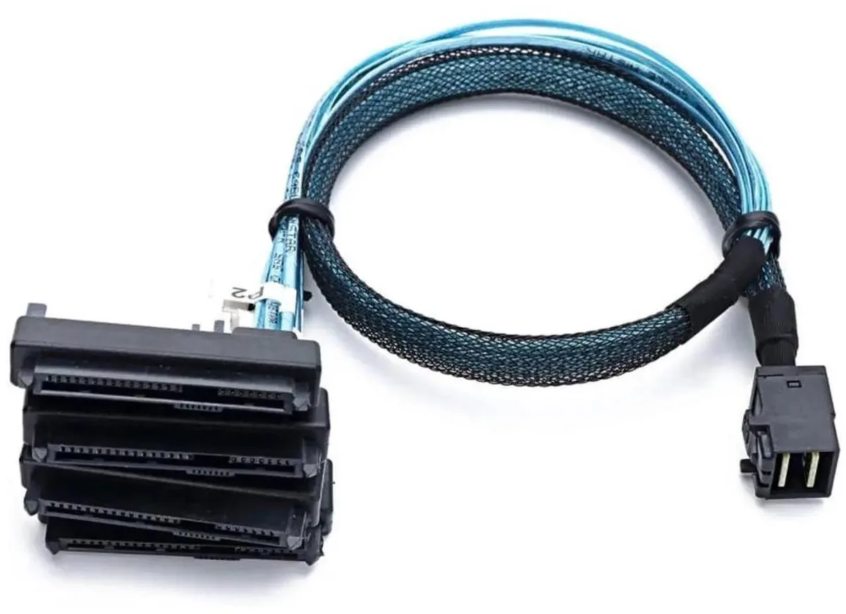 SMUGDESK SMUGDESK Mini SAS HD SFF-8643 to 4× SFF-8482 29-Pin Cable 39.37in with 15-Pin Power — product photo