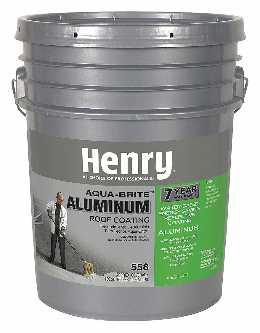 Silver aluminum roof coating in a 5-gallon pail
