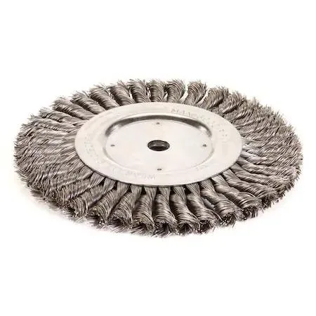 Weiler 90858 twist knot wire wheel brush, 8 inch diameter, carbon steel bristles, threaded arbor hole