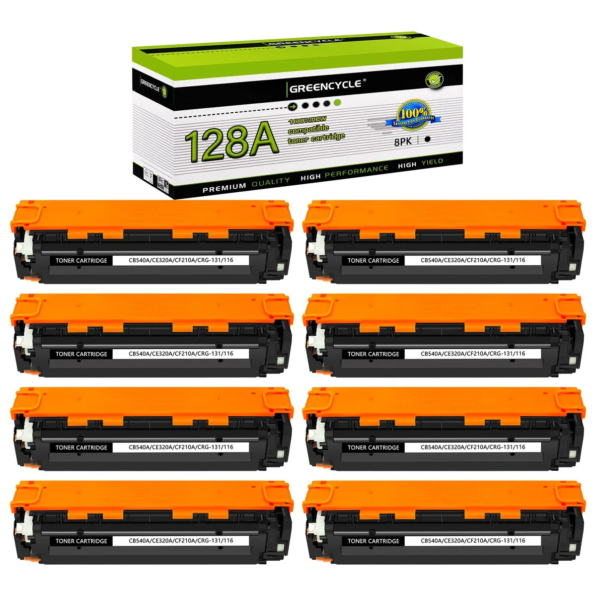 GREENCYCLE GREENCYCLE 128A CE320A Black Toner Cartridge 8 Pack — product photo