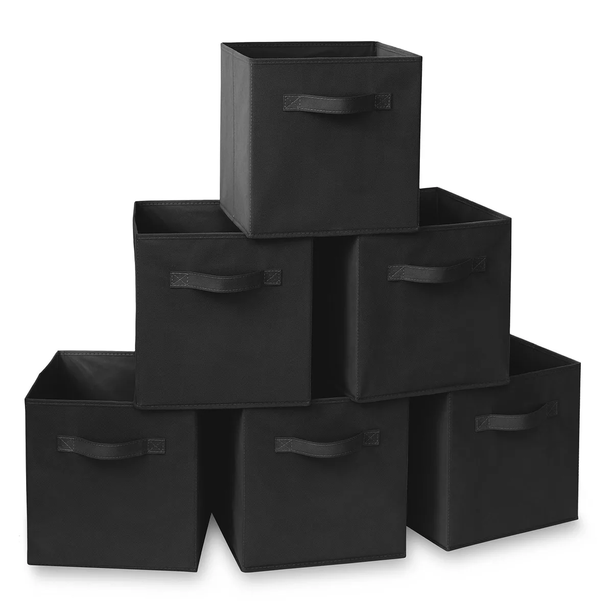 Casafield Casafield Set of 6 Collapsible Fabric Storage Cubes, Black, 10.5" x 10.5" x 11 — product photo