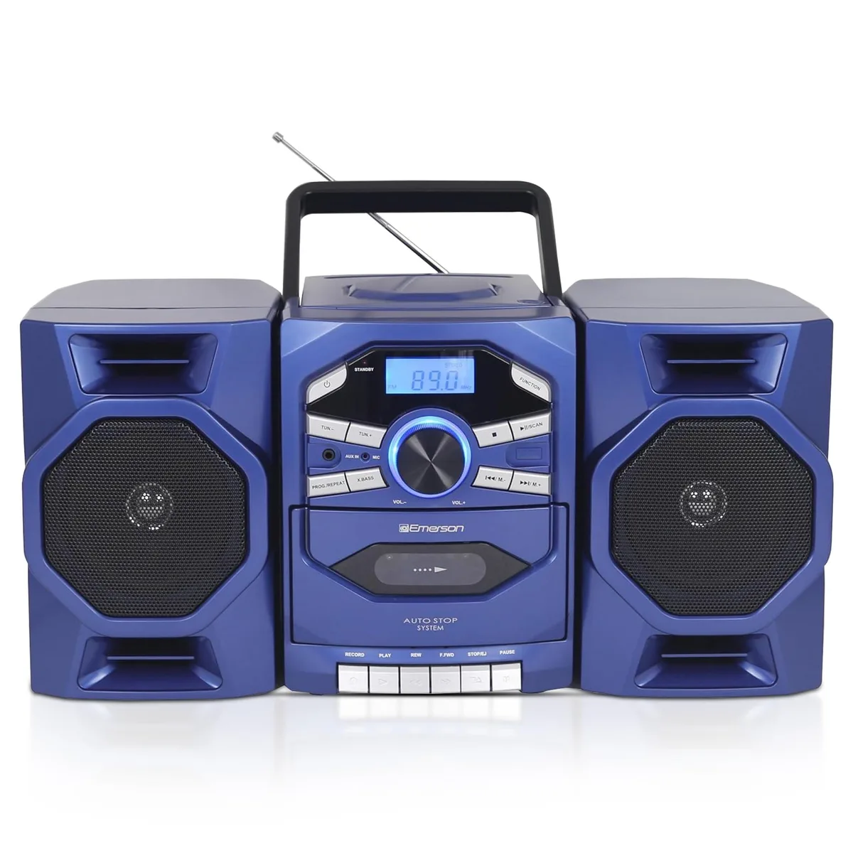  Emerson EPB-4000-BL Portable CD Cassette Boombox Blue — product photo