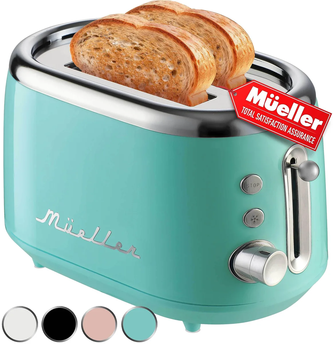  MuellerHome MR 220T 2-Slice Retro Toaster 1500 W Turquoise — product photo