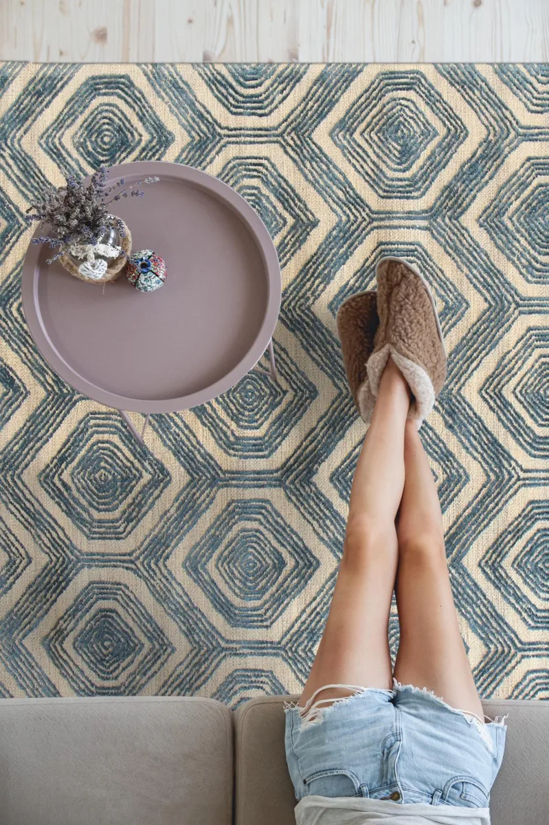 EORC EORC Hand-Tufted Wool & Viscose Ivory Geometric Havana Rug 8' x 10 — product photo