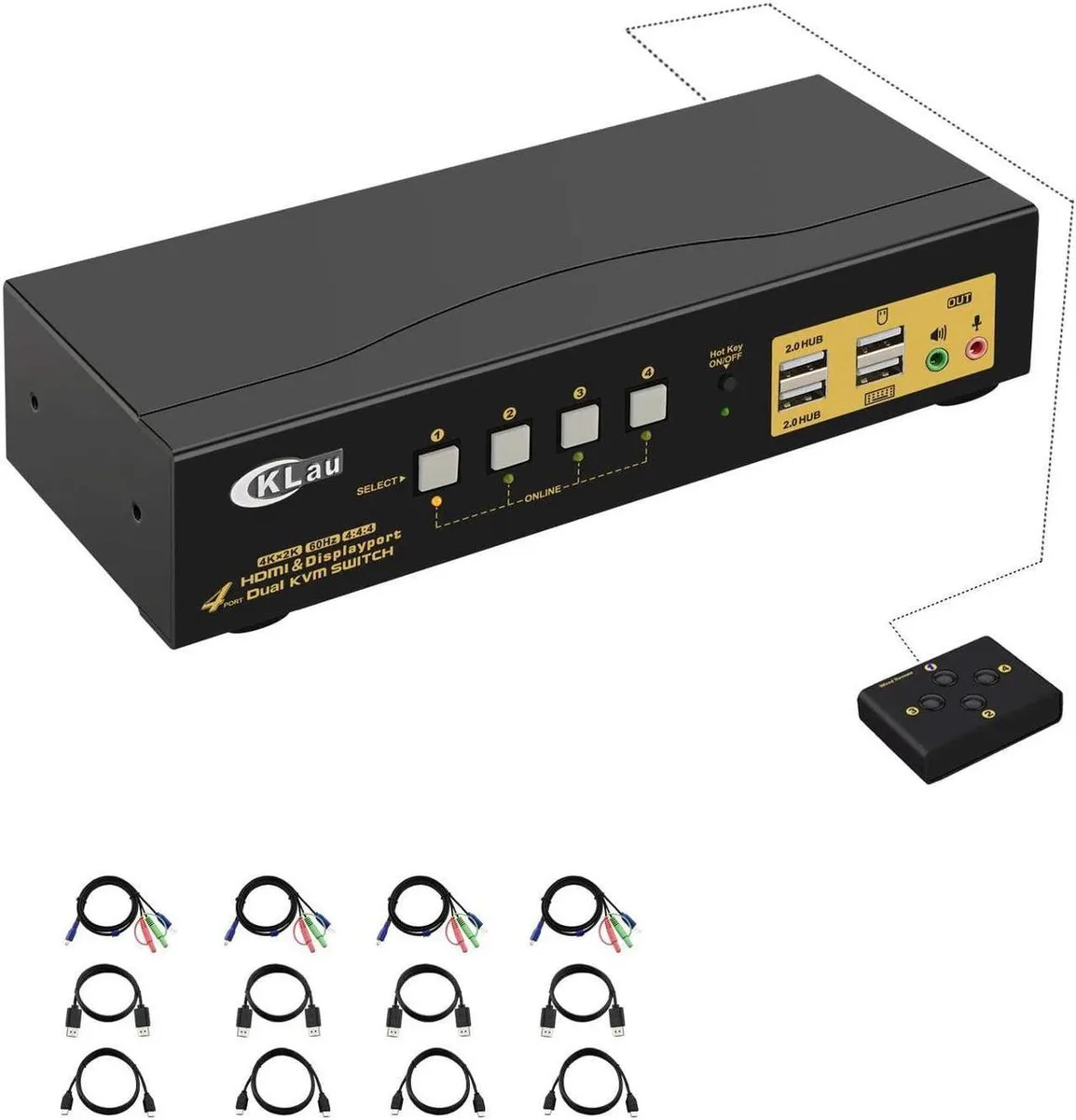 Vszerda Vszerda 4-Port Dual Monitor KVM Switch HDMI + DisplayPort 4096x2160@60Hz — product photo