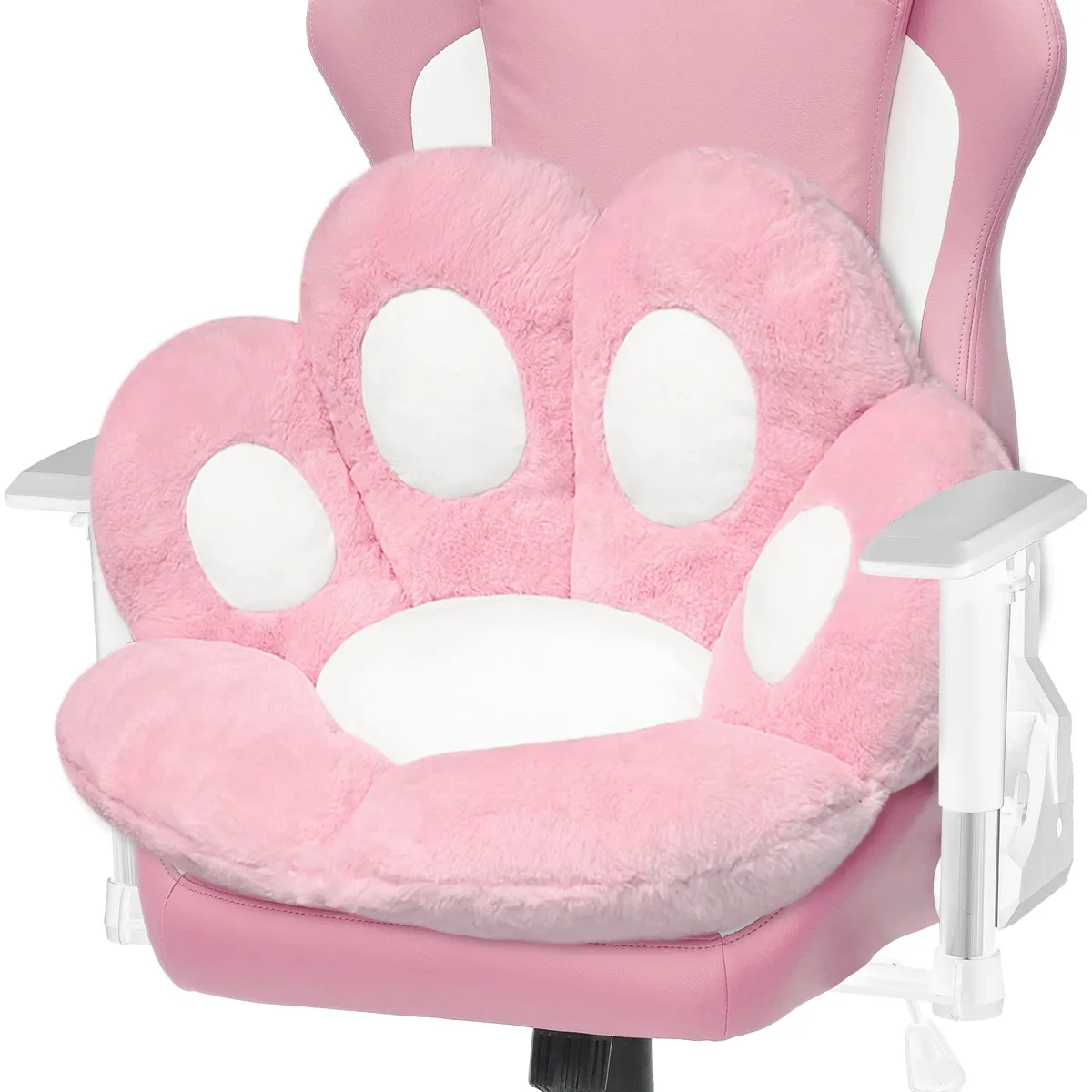 Pink cat-paw shaped cushion 70×80 cm plush cover polyester filling