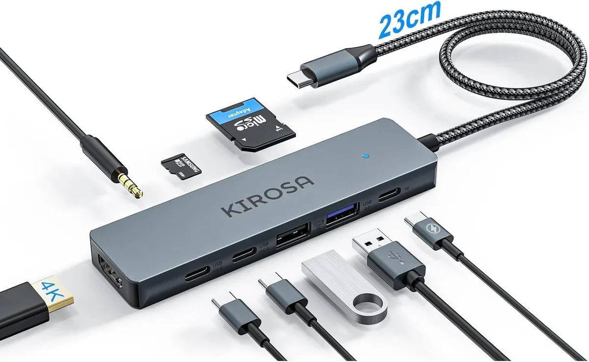 MCHOSE MCHOSE 9-in-1 USB C Hub 4K HDMI 100W PD 5Gbps 3.5mm Audio SD/TF Reader 23cm Cable — product photo