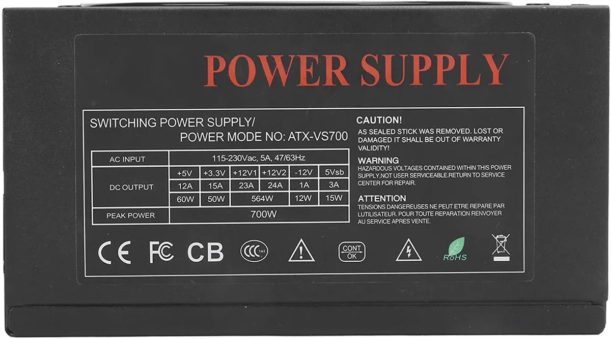 myVolts myVolts ATX-700W 700W Flexible Red Low Noise Power Supply Module — product photo