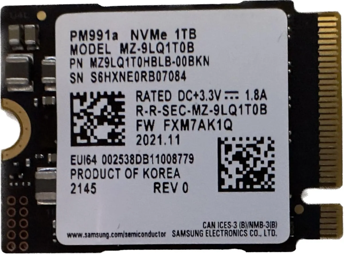 SAMSUNG SAMSUNG PM991a 1TB M.2 2230 NVMe internal SSD — product photo