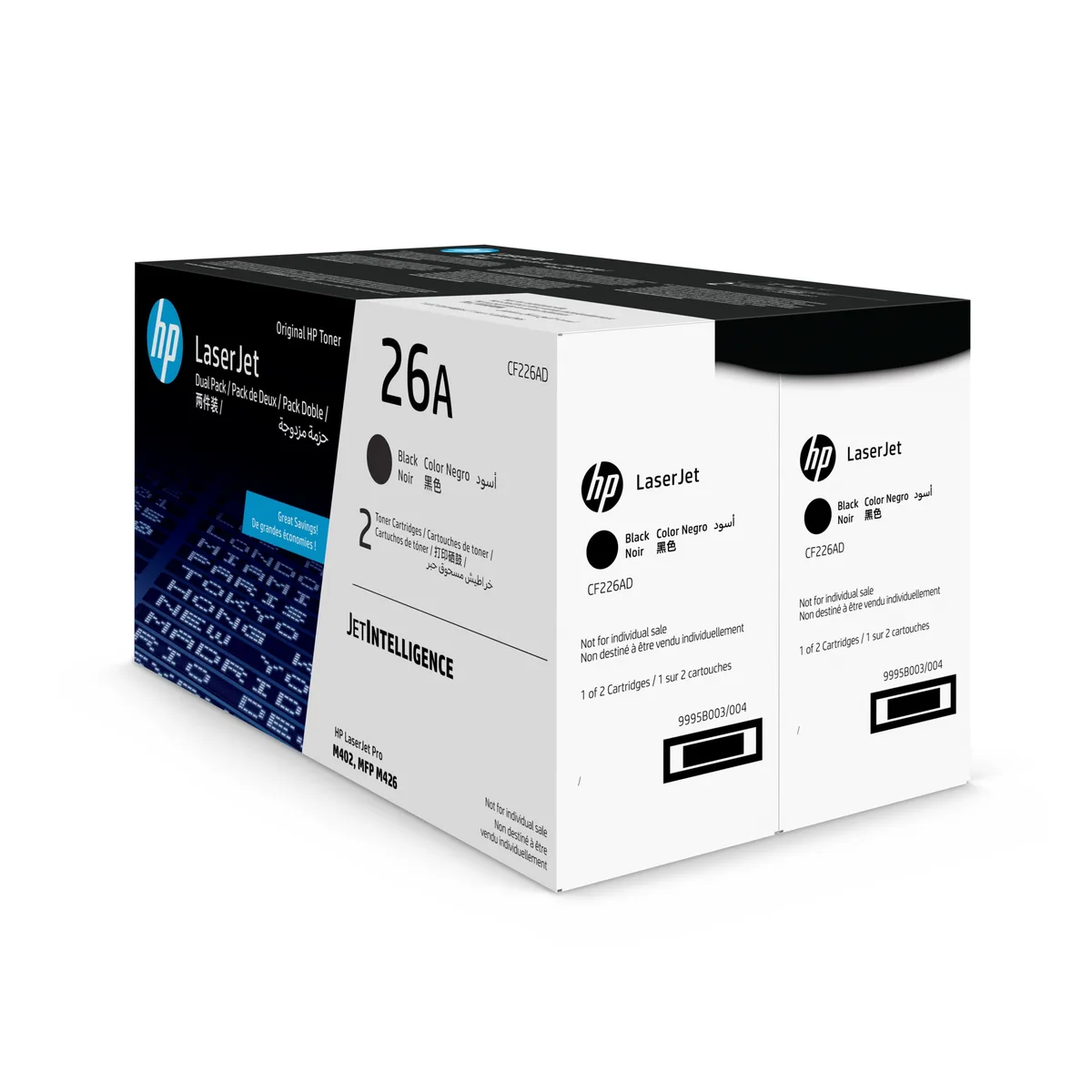 HP HP 26A Black Toner Cartridge 2-Pack CF226AD toner cartridges (genuine brands) — product photo