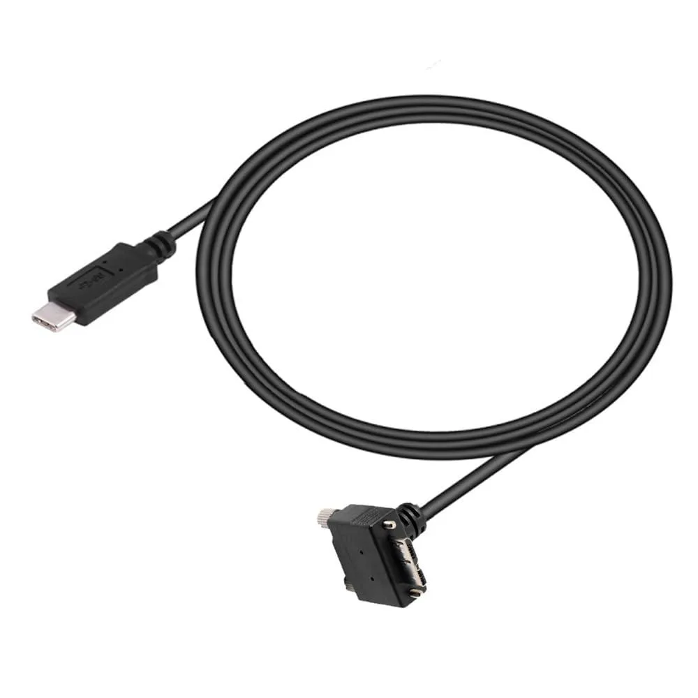 USB-C to Micro USB 3.0 cable with screw-mount down-angled connector