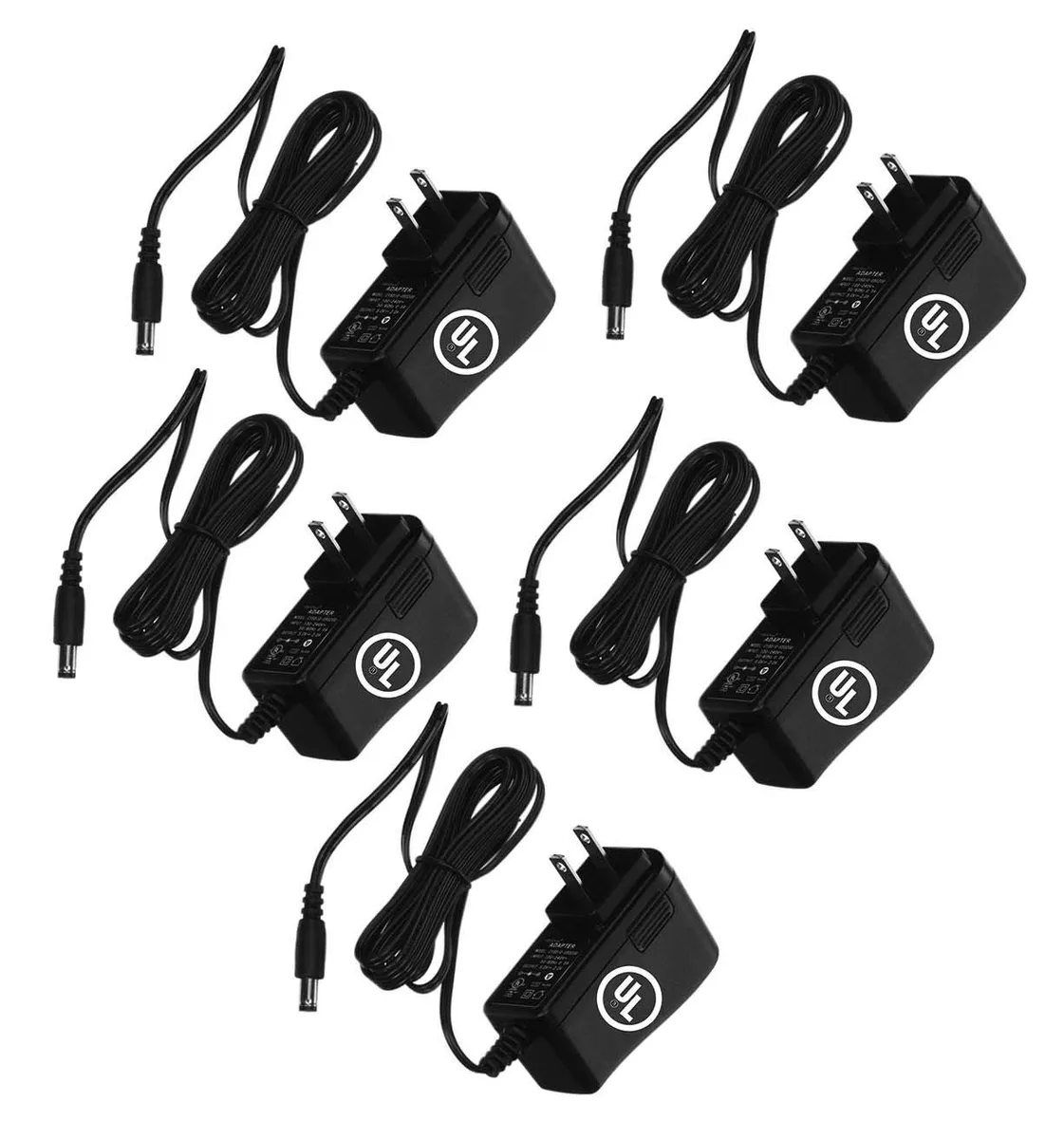 Amamax Amamax AC/DC Wall Adapter 5V 2A 5.5mm x 2.1mm UL Listed 5 Pack — product photo