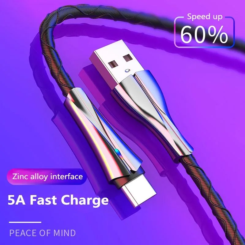 Hetai Tech Hetai Tech USB C cable 1m 5A zinc alloy breathing lamp 31g — product photo