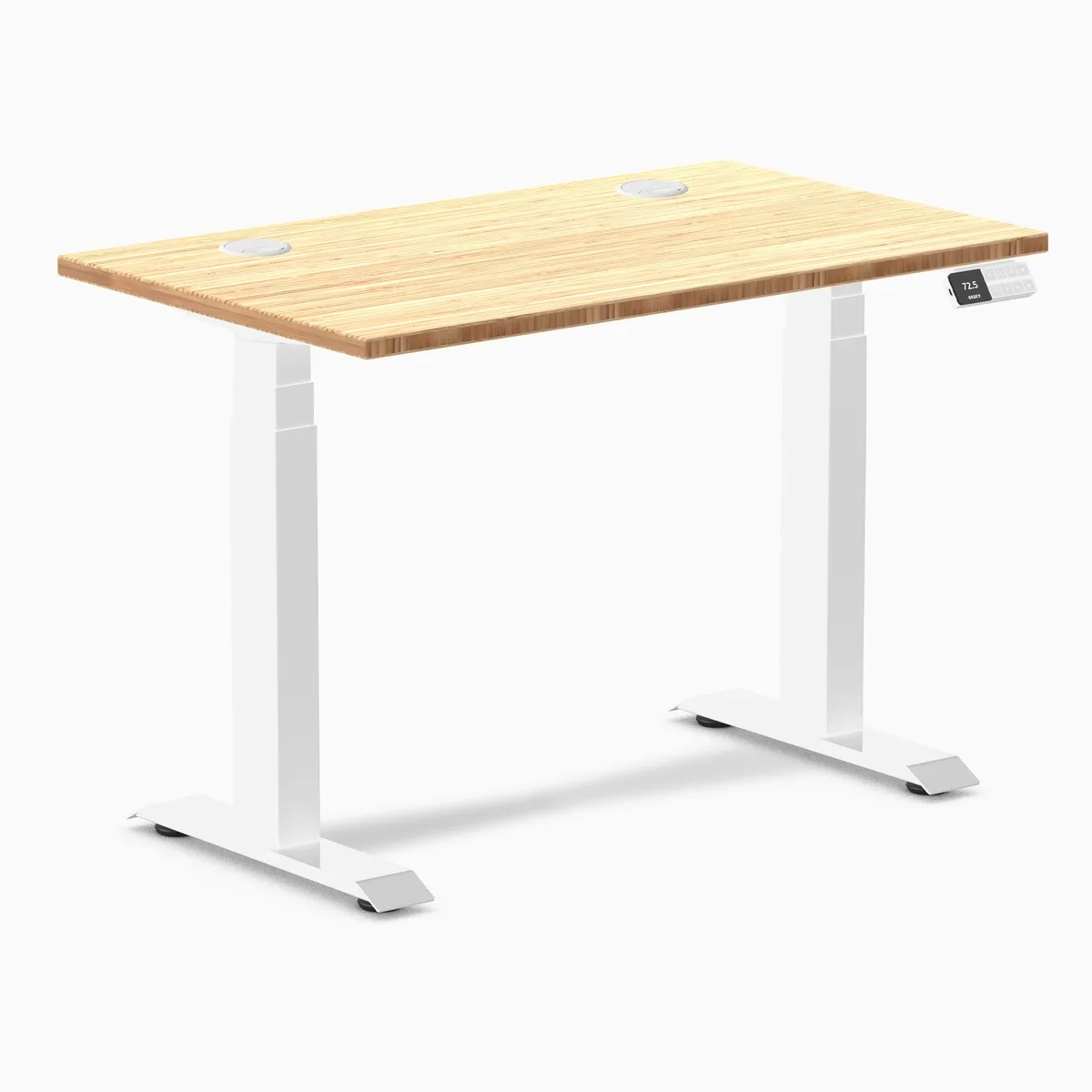 Desky Desky Dual Mini Bamboo Sit Stand Desk 40 x 24 in with Grommets White — product photo