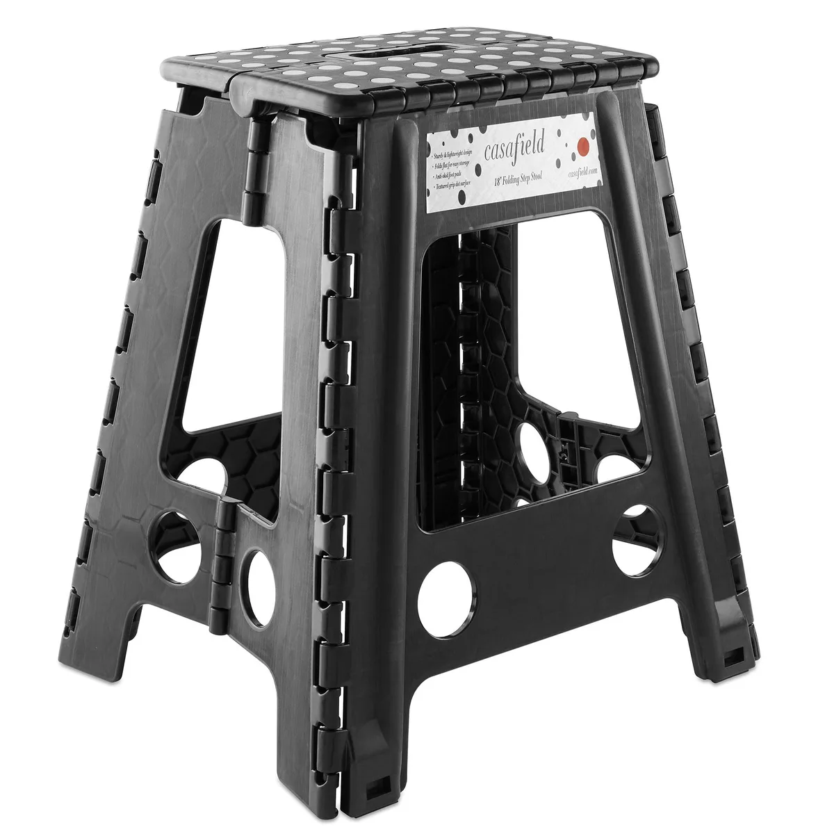 Casafield Casafield 18" Folding Step Stool with Handle, Black — product photo