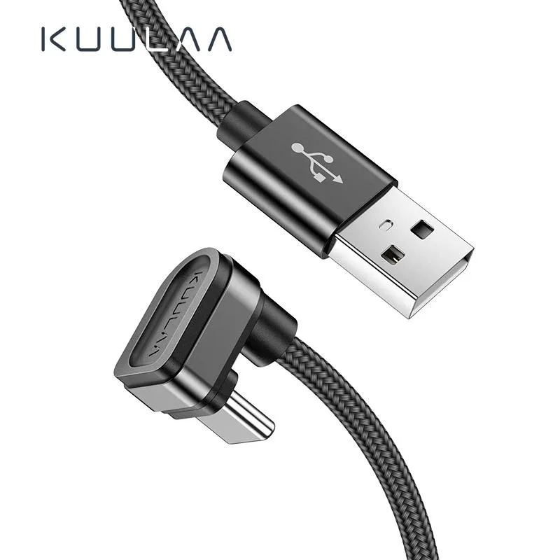 Hetai Tech cable with 180 degree Micro USB to USB A connectors in nylon braid