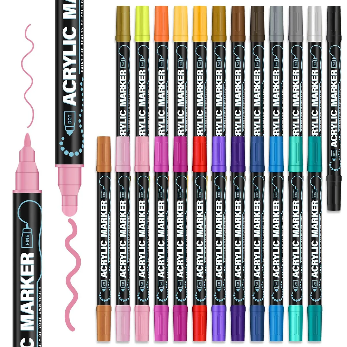  REALZEVA REA-987 24-Color Dual-Tip Acrylic Paint Markers Fine Art — product photo