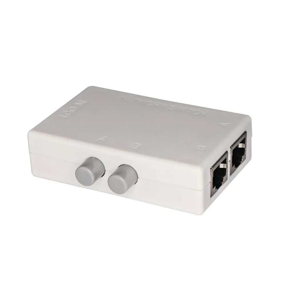 SinLoon RJ45 Switch Selector 2 Port 100M Push Button Metal — product photo