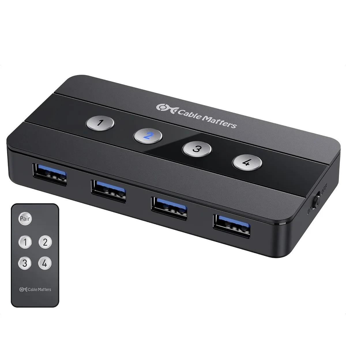 Cable Matters Cable Matters 4 Port USB 3.0 Switch with Wireless Remote and USB-C Adapter — product photo