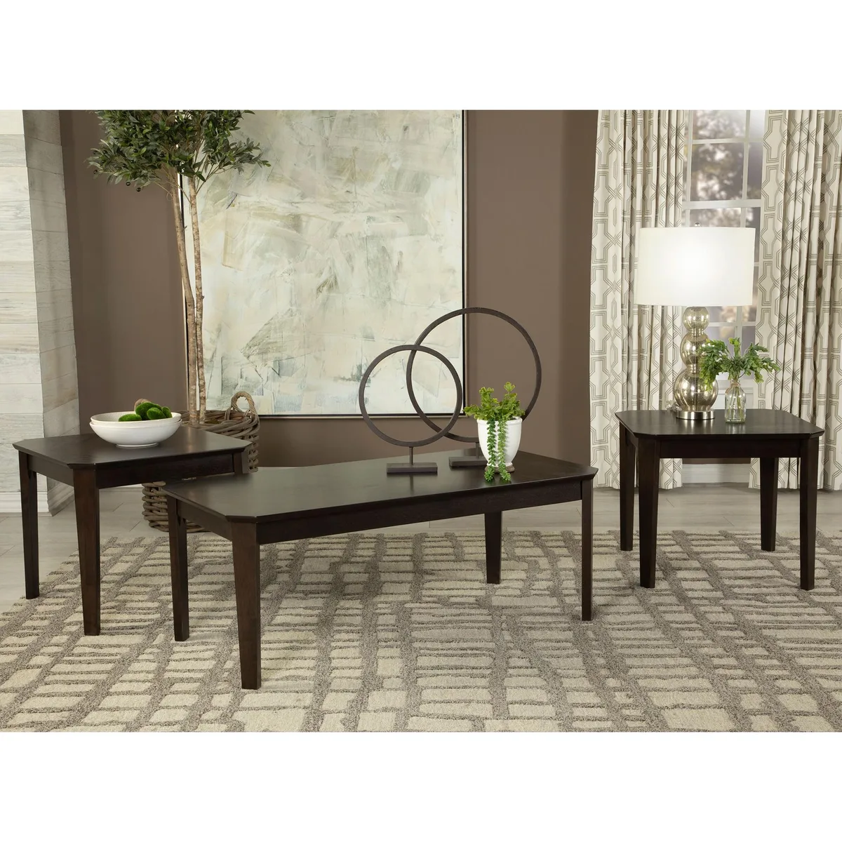 tuphen tuphen Amaro Dark Brown 3-Piece Occasional Table Set — product photo