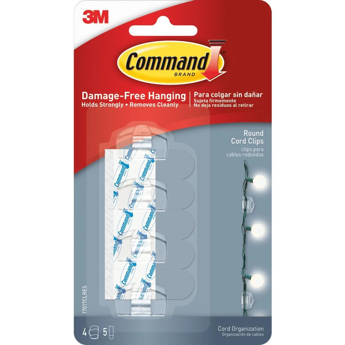 3M 3M 17017CLR Clear Cord Clip .75" 4 Pack computer accessory — product photo