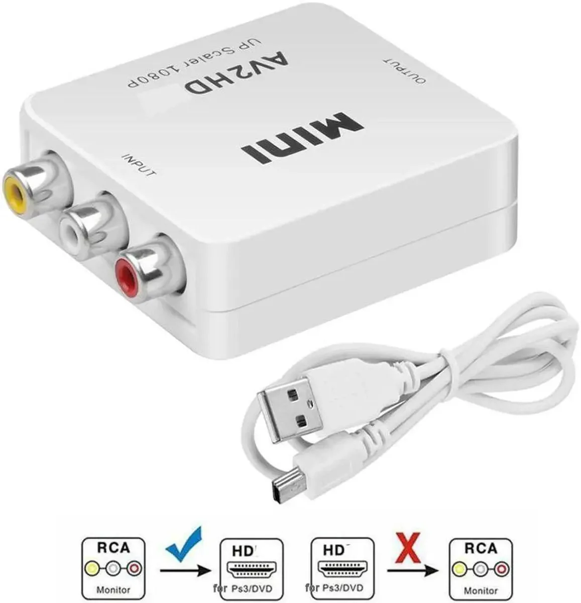 Vszerda Vszerda RCA to HDMI Converter 1080P White — product photo