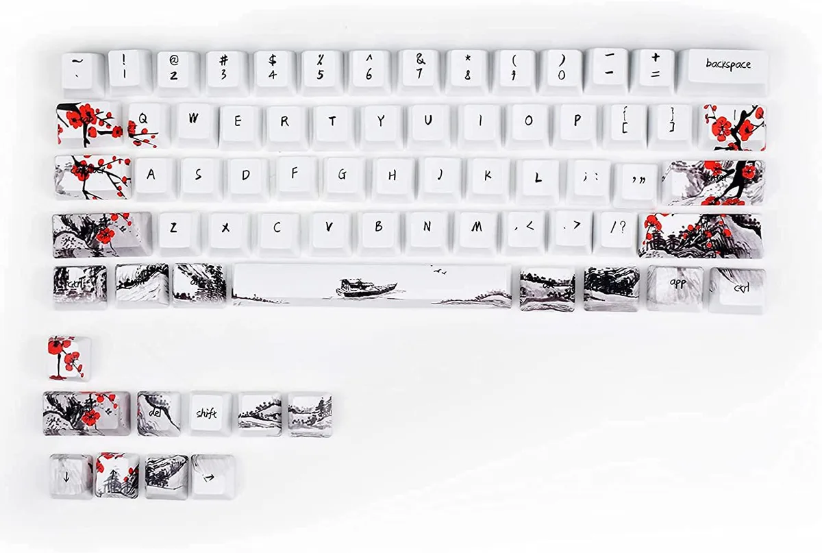 Corn Electronics Corn Electronics 71-Keycap Set Plum Blossom PBT OEM 60% — product photo