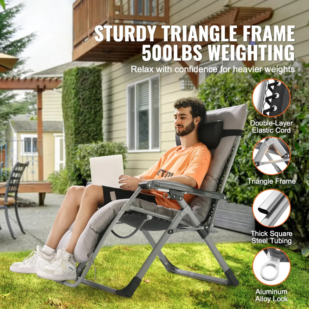 VEVOR VEVOR 33 inch Zero Gravity Recliner Gray 500 lbs — product photo