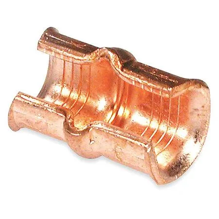 Small green copper C-tap connector with crimp ends
