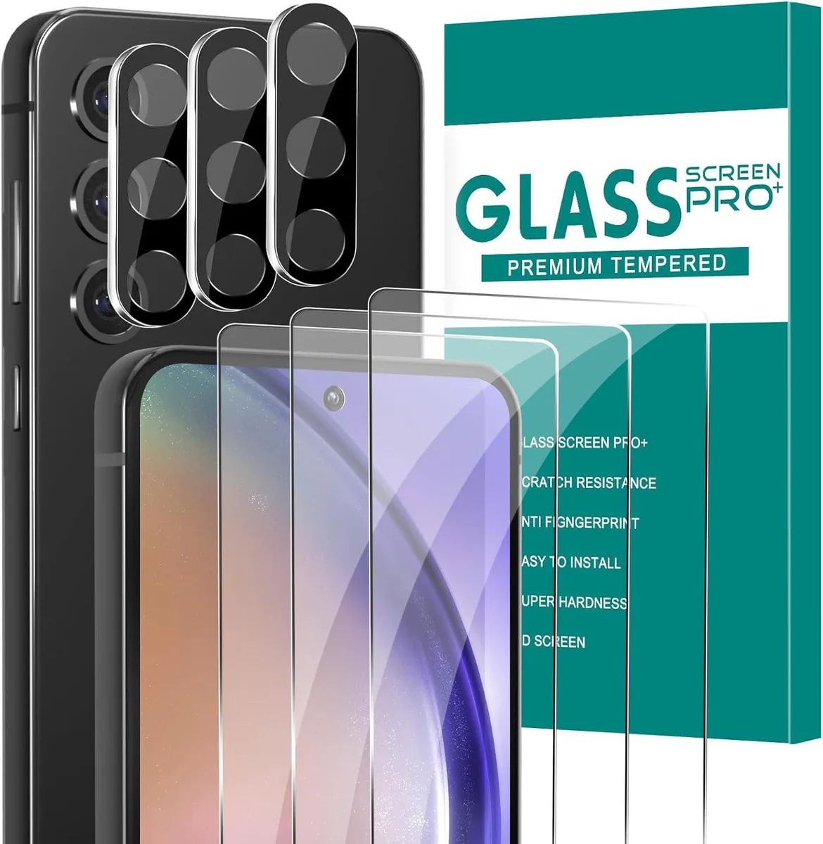 BONAEVER BONAEVER 3+3 Pack Glass Screen Protector for Samsung Galaxy A54 6.4 inch 2023 — product photo