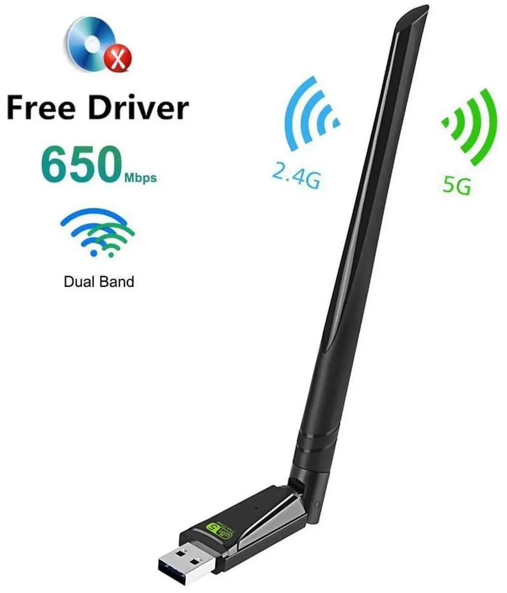 SMUGDESK SMUGDESK AC650 USB Wi-Fi Adapter 650Mbps Dual Band 2.4/5GHz 5dBi Antenna 802.11ac — product photo