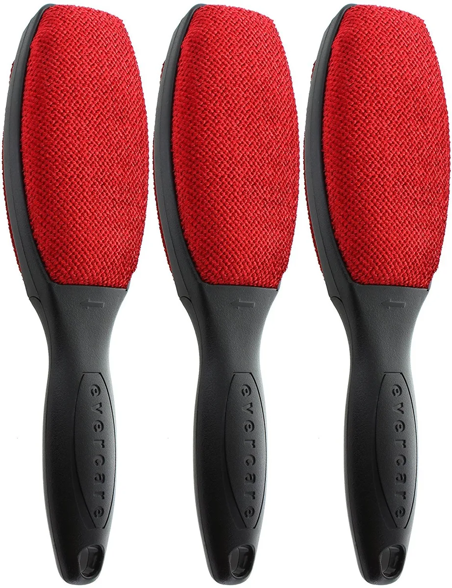 Three black-handled double-sided lint brushes in a pack