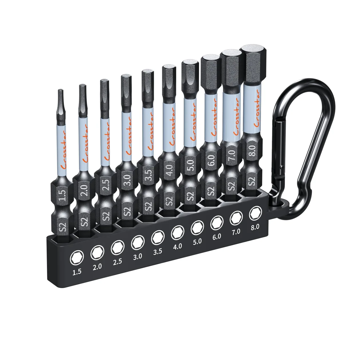 Crosstar 10-Piece Compact Metric Hex Bit Set 1.5-8mm — product photo