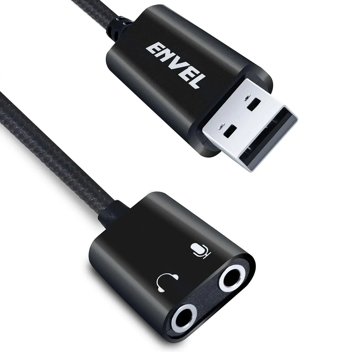  ENVEL EN0332 USB 2.0 to Dual 3.5mm Audio Adapter Black Pro — product photo