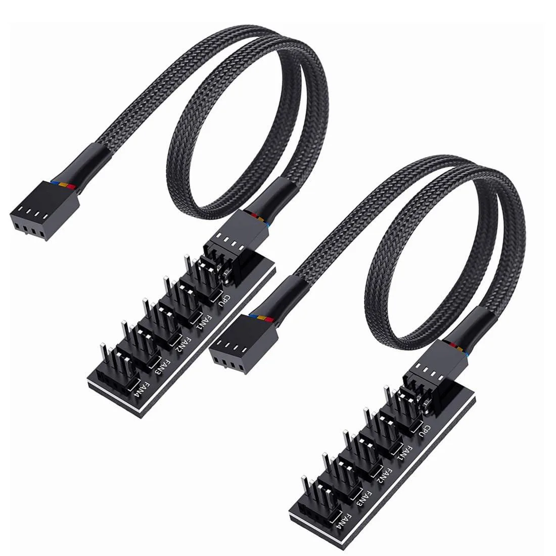 Cable Matters 1007 4-pin PWM fan 1-to-5 splitter 2-pack 40cm braided — product photo