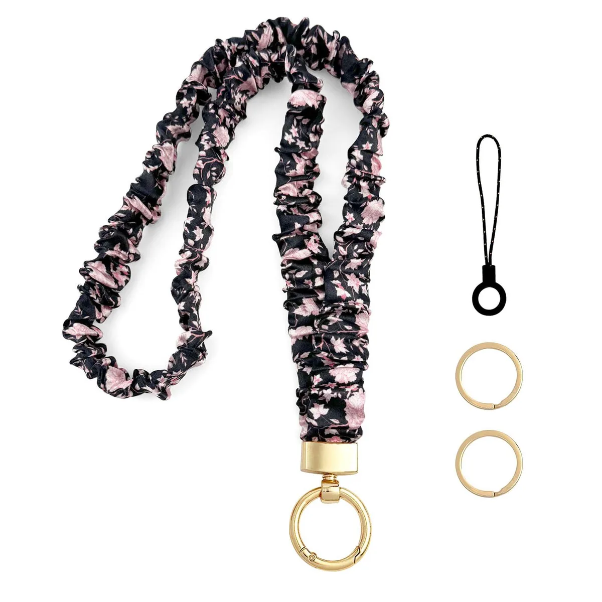 Scrunchie Retractable Lanyard Floral 100% Polyester 29.5 inch — product photo