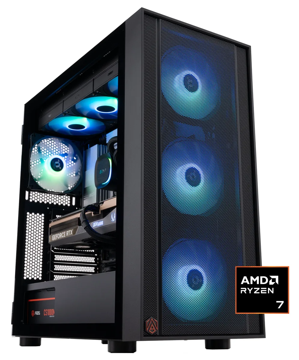 ABS ABS ER9800X3D50805 gaming PC Ryzen 7 9800X3D RTX 5080 32GB DDR5 2TB NVMe — product photo