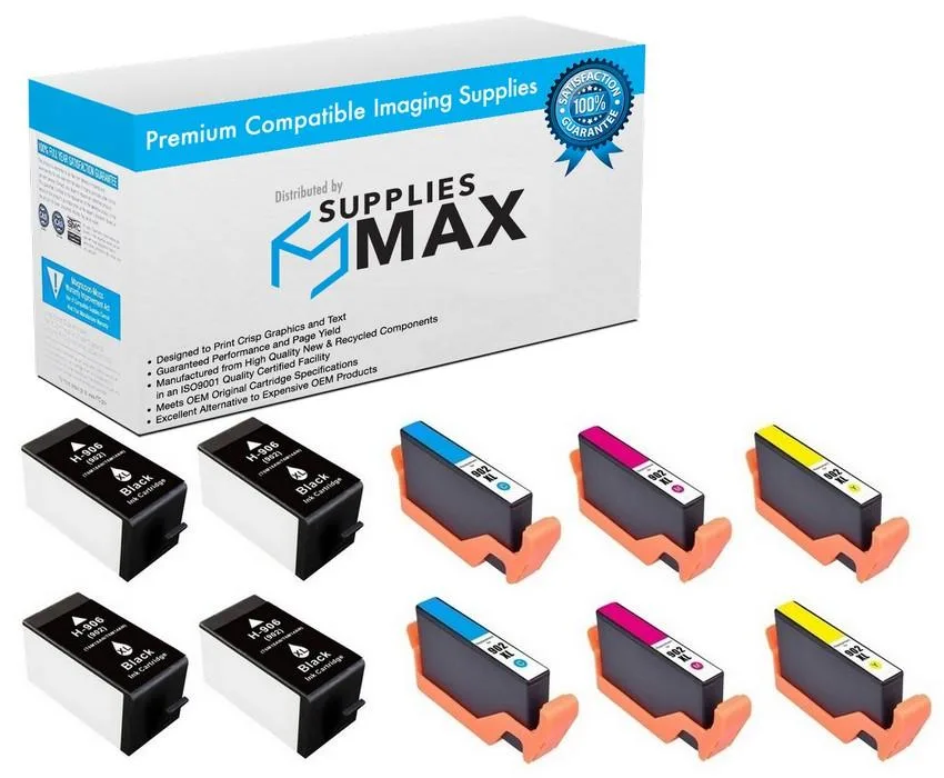 SuppliesMax SuppliesMax High Yield Inkjet Combo Pack 4 Black 2 Cyan 2 Magenta 2 Yellow 1500 Pages 906XL 902XL — product photo