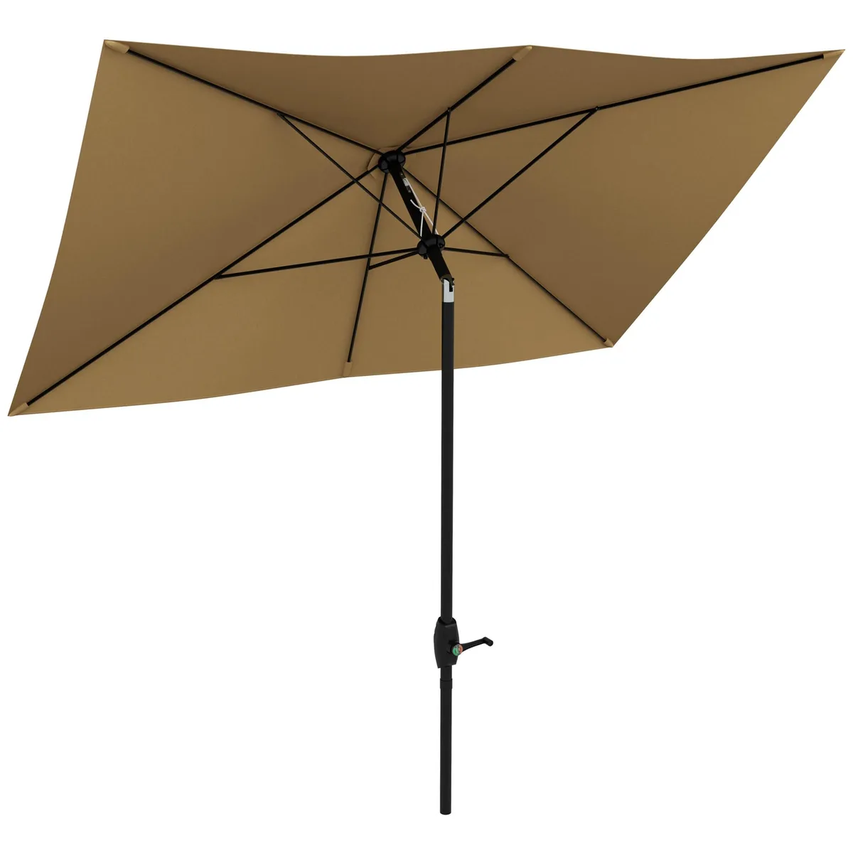 Rectangular coffee patio umbrella with crank tilt and wind vent
