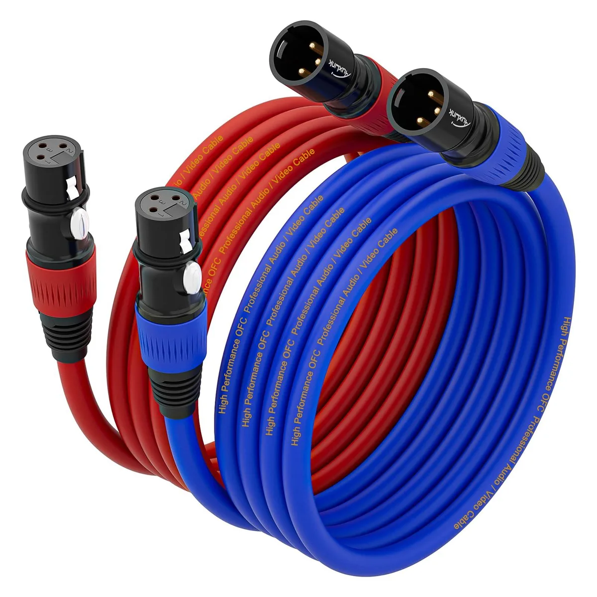  Hosa AuxLink XLR Instrument Cable 5 ft 3-Pin Male to Female Gold-Plated Black 2-Pack — product photo