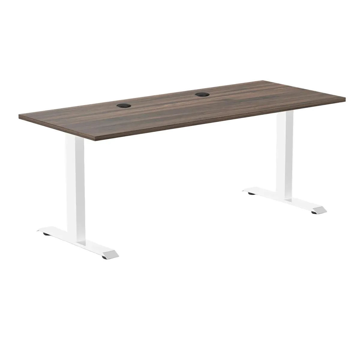 Desky Desky Zero Scalloped Laminate Desk Jarrah Legno White 70.9 x 29.5 in with Grommets — product photo