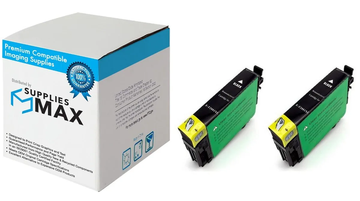 SuppliesMax SuppliesMax T288XL120-D2 Black Inkjet Cartridge 2 Pack 500 Pages — product photo