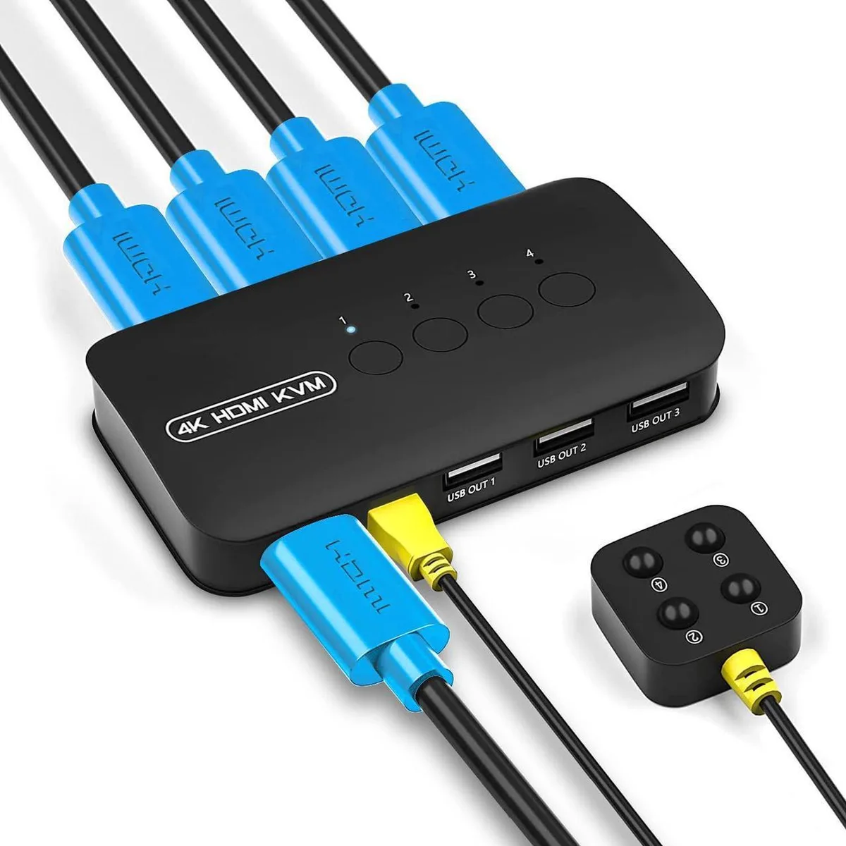Vszerda Vszerda 4-Port HDMI KVM Switch 3840x2160@30Hz USB 2.0 4 Cables — product photo