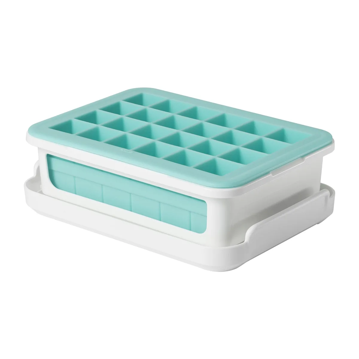 Silicone ice cube tray with lid and base, black