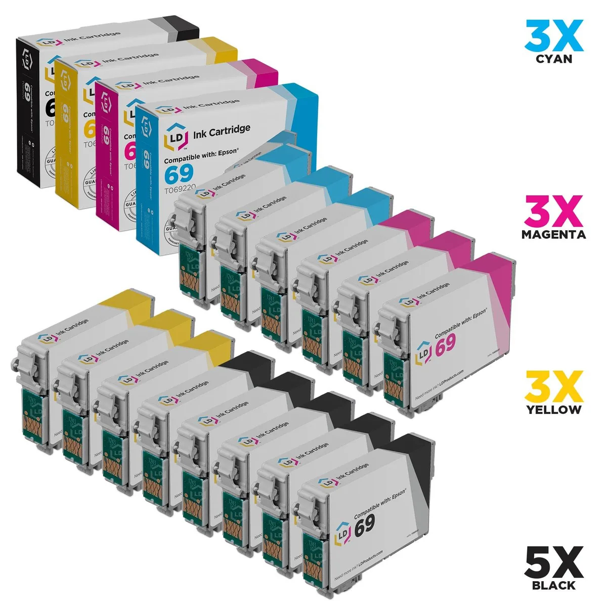 LD Products LD Products Epson T069 14-Set Ink Cartridges 5BK 3CMY — product photo