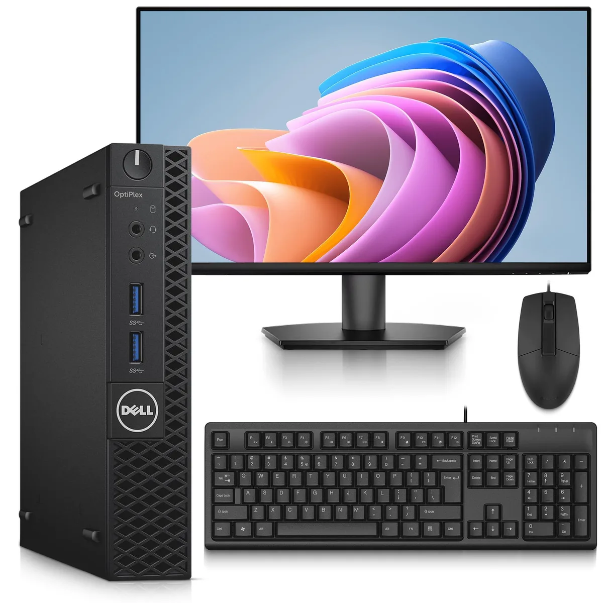 DELL DELL 3050 Mini PC i5-7500T 8GB DDR4 256GB SSD Windows 11 Pro 24" Monitor — product photo